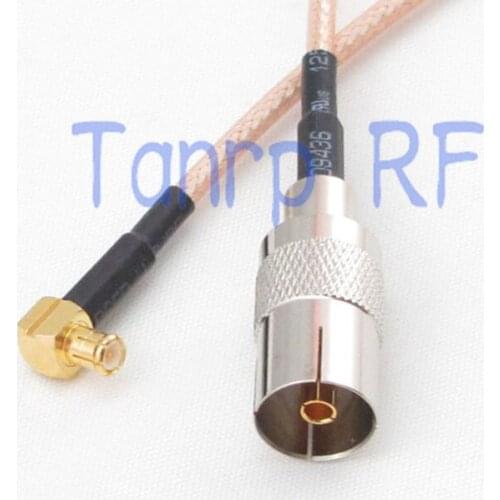 12in TV female jack to MCX male plug right angle RF adapter connector 30CM Pigtail coaxial jumper extension cord cable RG316
