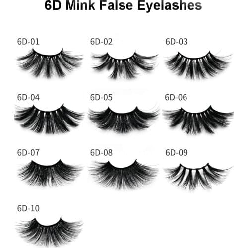 25mm Mink 3D hair lashes thick natural long 6D mink false eyelashes 10 styles available soft & vivid fake lash 60pairs/lot DHL