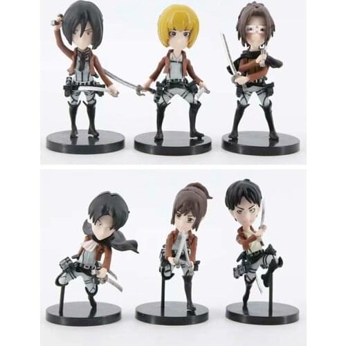 Animation toy wholesale Attack on Titan Q version 6 models Eren Jaeger Levi Ackerman Captain Bag Figure Approximately 9m