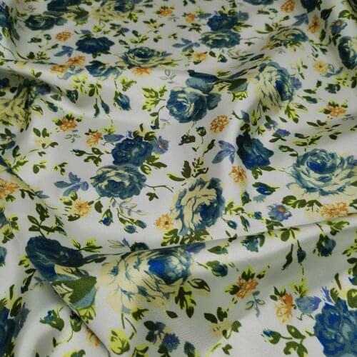 Rose Print Satin Cloth Shoe Lining Cap Ribbon Wrapping Stage Clothing Fabric