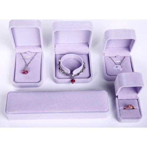 5pcs/lot Violet Blocked Jewelry Package Velvet Box Necklace Ring Bracelet Jewelry Organizer Storage Gift Box