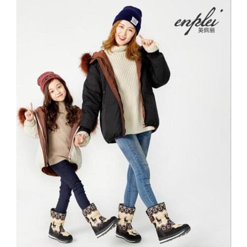 Girls Winter Boots Children snow boot kids new design Christmas shoes warm natural wool fur inside Non-slip sole free shipping