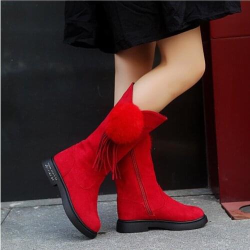 Girls Boots Warm Cotton Children Fashion Boots Kids Winter Shoes For Girls Snow Boots PU Leather Tassels Sweet Shoes
