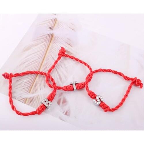 26 Letters Red Thread String Letters Bracelets Red Rope Charm Women Lucky Bracelet Aolly Fashion Jewelry Gift for Couple
