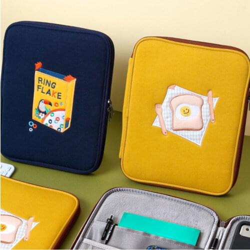 Tablet Case Laptop Storage Bag 11 13 15Inch Embroidery Toast Ipad Liner Bag IPad Protective Cover Sleeve Case Girls Clutch Purse