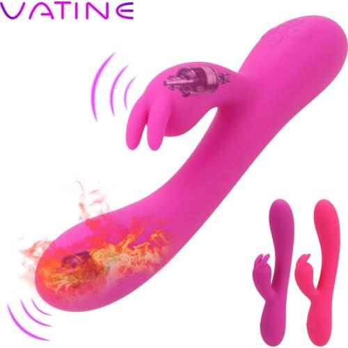 VATINE Dual Motors Dildo Sex Toys for Women Clitoris Vagina Stimulation G Spot Nipple Massager 16 Speeds Heating Rabbit Vibrator