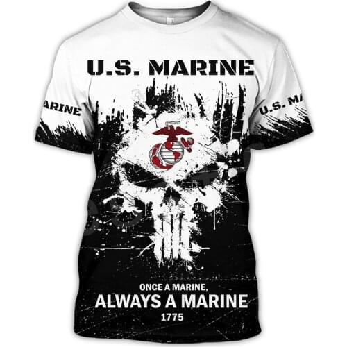 Tessffel America Marine Camo Skull Soldier Army NewFashion Casual 3DPrint Unisex Summer Funny T-Shirt Short Sleeves Men/Women A2