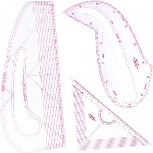 KAOBUY 3Pcs French Curve Measure Ruler Kit Manufacturing Type Ruler Curve Set Sewing Drawing Ruler Drawing Craft Tool Set