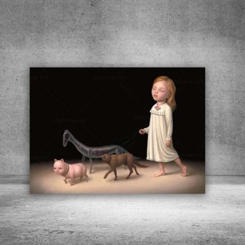 Canvas Hd Prints Mark Ryden Picture Wall Art Sleepwalking Modular Painting Weird Poster Girl Home Decoration Framed Living Room