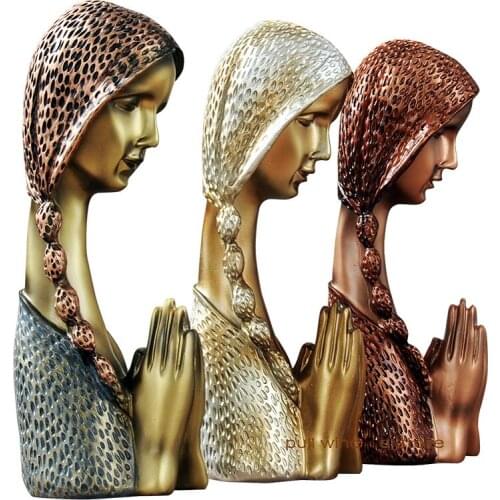 Classic praying girl living room resin sculpture decoration Retro study decoration girl art statue