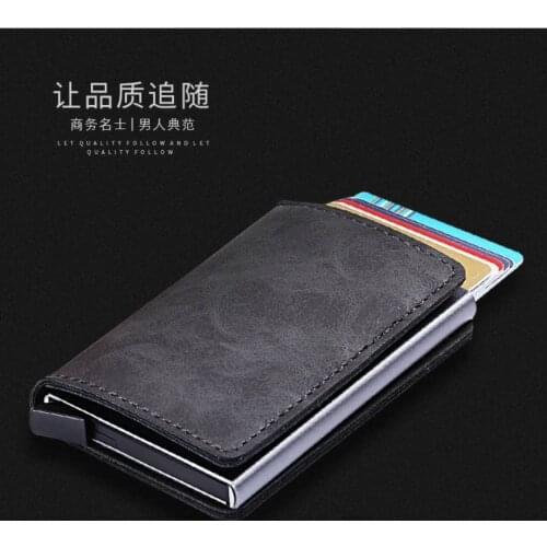 Casekey Aluminum Wallet With Back Pocket ID Holder RFID Blocking Mini Magic Card Wallet Automatic Pop Up Credit Card Coin Purse