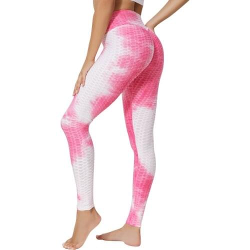 Yoga jacquard tie dyeing Yoga suit bubble Yoga Pants high waist Yoga suit hip lifting exercise Leggings