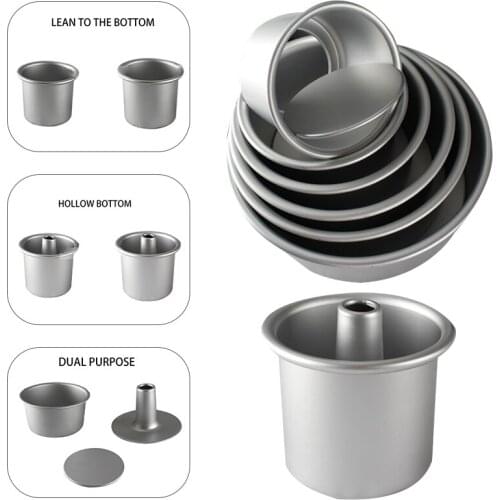 Aluminum Alloy Round Chiffon Cake Pan 3 Styles Removable Bottom Hollow Chimney Cake Mold 7 Sizes DIY Baking Cake Tools