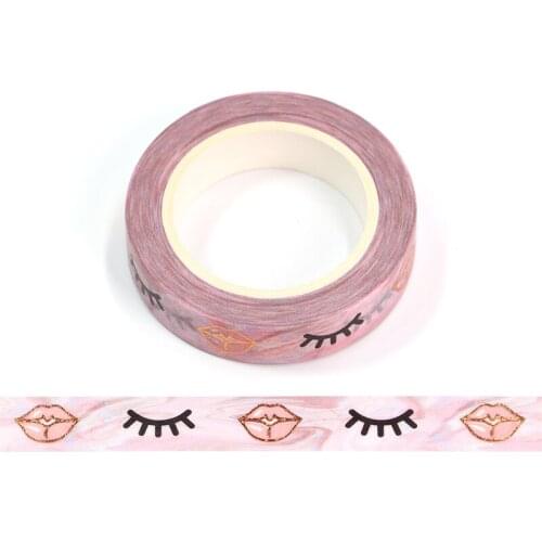 1PC 10MM*10M Foil Romantic Shy eyes Lips Pink Decorative Washi Tape DIY Scrapbooking Masking Tape School Office Supply