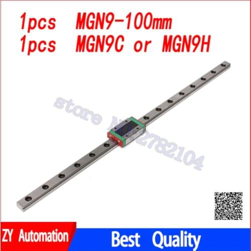 Linear Guide 9mm MGN9 100mm linear rail way + MGN9C or MGN9H Long linear carriage for CNC X Y Z Axis