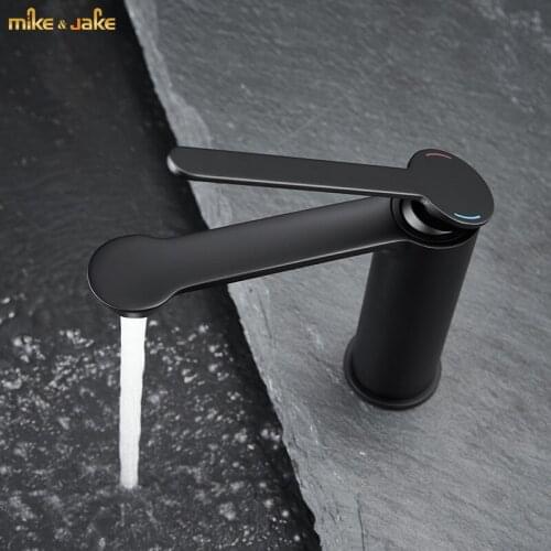 Bathroom Matte black brass basin faucet hot and cold tap single handle black faucet basin sink crane bathroom metal tap