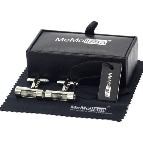 MeMolissa Display Box Cufflinks Novelty Hourglass Design Cufflink White Sand Cufflinks Bouton De Manchette Free Tag & Wipe Cloth