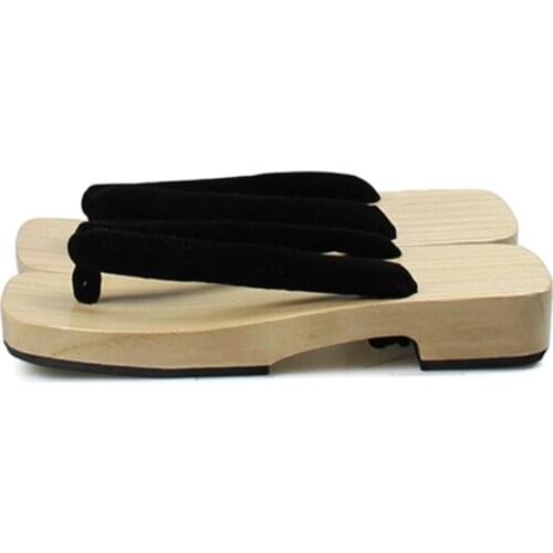 Mens Summer Wood Flip Flops Natural Wood Color Classic Sandals Japan Geta Beach Slippers Cosplay Shoes Clogs
