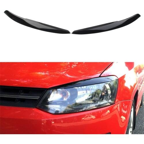 Car Head Light Lamp Eyebrow Eyelid ABS Cover Trims Glossy Black For VW Polo Mk5 6R 6C 2010 2011 2012 2013 2014 2015 2016 2017