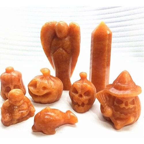 Natural Polished Quartz Hand Carved SunStone Folk Crafts Crystal Healing Stone Furniture Decoration 1pcs