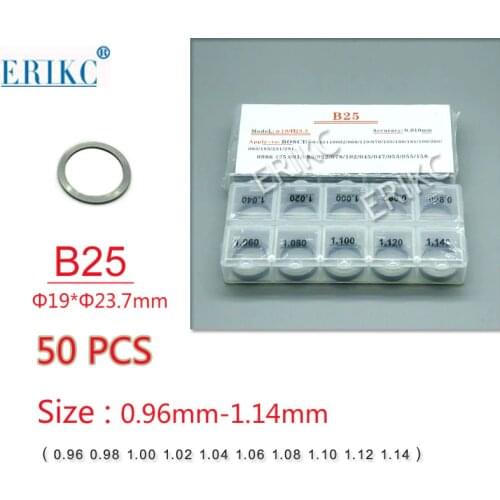 New ERIKC B25 injector nozzle needle valve shim and calibration shim for injector,common rail lift shim set size:0.96mm--1.14mm