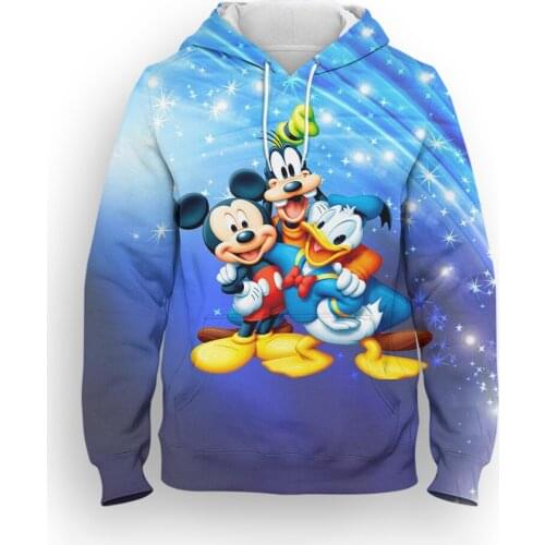2021 New Spring Womens Oversize Hoodie Mickey Mouse Disney 3D Print Boy Girl Kids Clothes Cartoon Anime Mens Sweetshirts