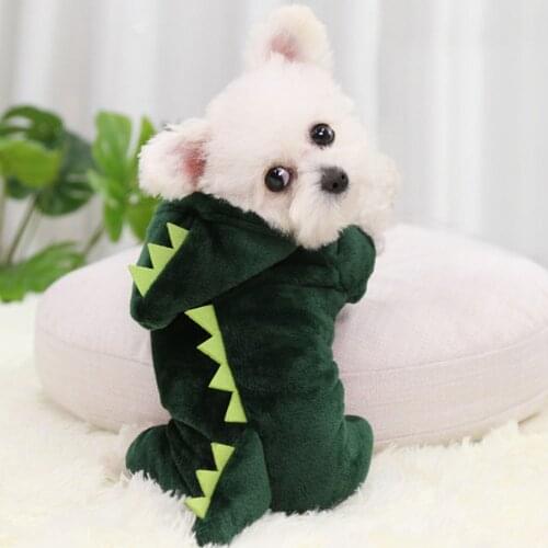 Pet Cosutme for Dogs Cats Clothes Cute Dinosaur Style Puppy Dog Hoodies Winter Soft Warm Fleece Sweater Coat for Small Dogs Pug