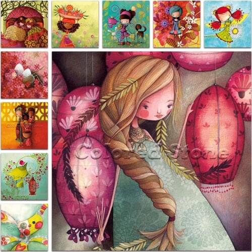 Full Square Diamond painting embroidery Cross stitch cartoon girl butterfly flower Fairy family Round Drill Drawing mosaic L198
