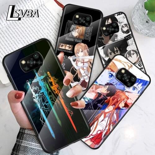 Sword Art Online SAO For Xiaomi POCO F3 F2 X3 NFC X2 M2 Pro Tempered Glass Hot New Shell Luxury Cover Phone Case