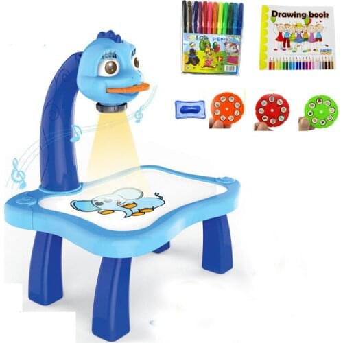 Projector Learning Drawing Desk Children Kids Multi functional Educationally Toys Sets Painting Toy 12 Pens 24 Patterns