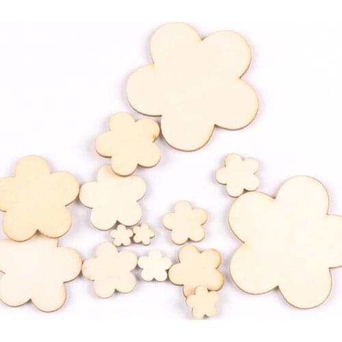 Mixed Flower Pattern Wood Slices DIY Crafts Handmade Ornaments Unfinished Wooden Handicrafts Home Decor Arts 10-80mm M1962