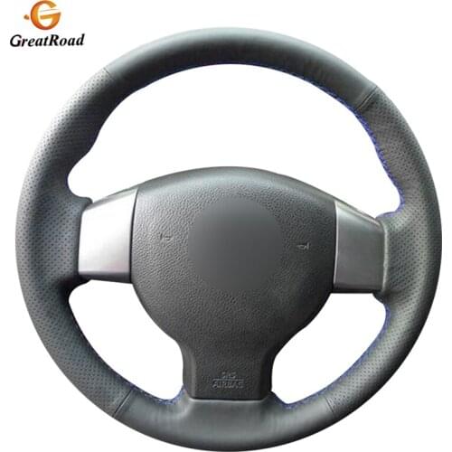 Hand-stitched Black Genuine leather Car Steering Wheel Covers for Nissan Tiida 2004-2010 Sylphy 2006-2011 Versa 2007-2011