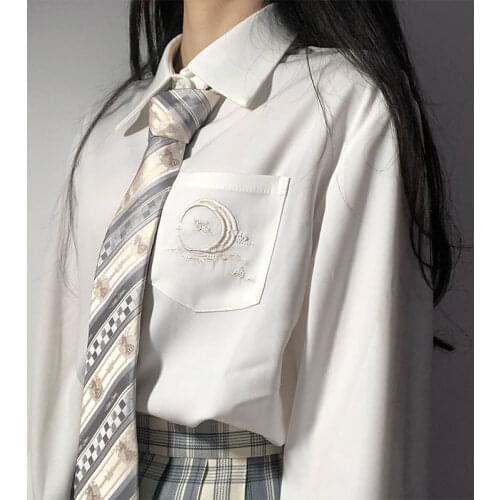 Spring Summer Women Blouses Preppy Style JK Tops Long sleeve Sweet Girl Vintage Embroidery female blouses blusas mujer