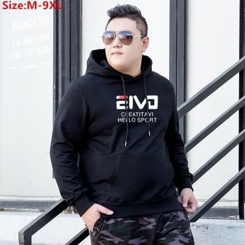 Plus Size Hoodies Man Pullover White Black 9XL One Piece Hat Oversize 8XL Autumn Loose 7XL Red Casual Sweatshirts Clothes Tops