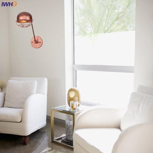 Rust Vintage Loft Wall Lamp Wandlamp RH Iron Rocker Arm Wall Lights Bedroom Bedside Light Fixtures Applique Murale Luminaire