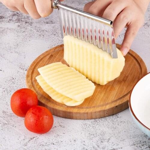 Stainless Steel Wavy Slicer Potato Chip Dough Vegetable Crinkle Cutter Knife Potato Cucumber Carrot Wavy Chopper Cut Knife