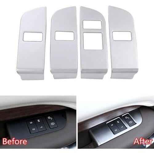 YAQUICKA 4Pc/set Chrome ABS Car Children Safety Door Lock Switch Button Panel Cover Trim Sticker For Land Rover Discovery 5 2017