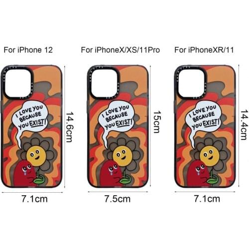 For iPhone 12/12 Pro/XR/11/X/XS/11 pro Phone Case Bright-colored Anti-scratch Silicone Lovely Cartoon Pattern Protector Case