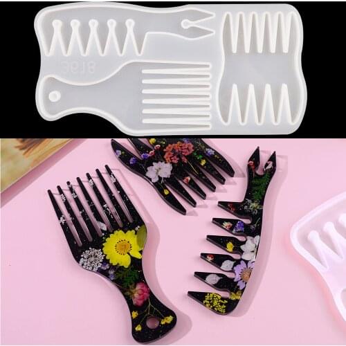 Hair Clip Epoxy Resin Molds Afro Pick Comb Moldes De Resina Long Thick Curly Hair Comb Resine Moule For Hairdressing Tools