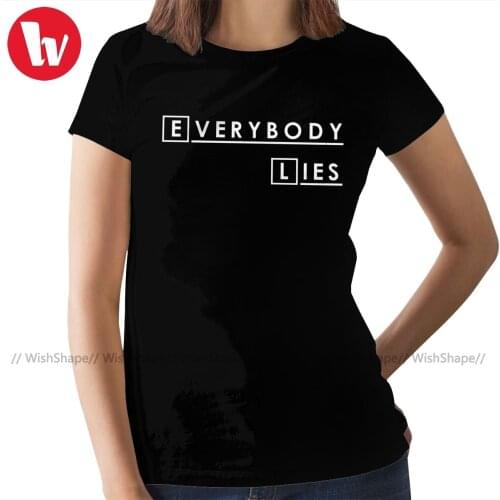 House M D T-Shirt Everybody Lies Hugh Laurie T Shirt Large Black Women tshirt Cotton Print Ladies Tee Shirt