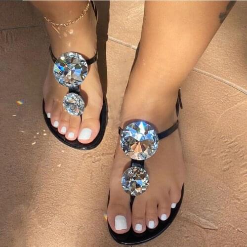 Women Summer Clip Toe Open Toe Sandals Ladies Buckle Strap Casual Crystal Falt Shoes Female Light PVC Fashion Woman Sandal 2021