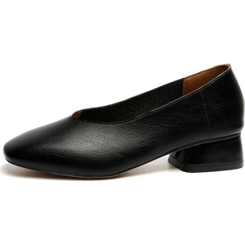 Fashion Spring Women Shoes PU Leather Elegant Low Heels Slip On Footwear Female Square Toe zapatos de mujer Plus Big Size 35-42