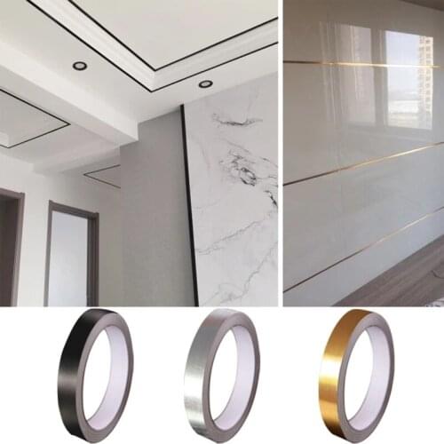 0.5/1/2*5000cm Floor Stickers Silver/Gold Adhesive Floor Tile Strip Seam Sticker Waterproof Wall Sealing Tape Copper Foil Tape