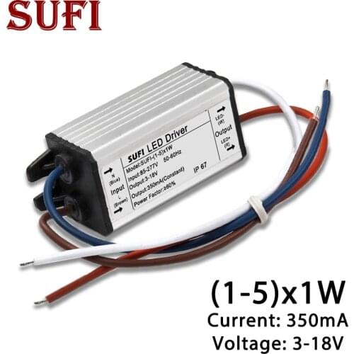 1-5x1W LED Driver 300mA DC 3-18V Waterproof Lighting Transformers Power Supply For DIY 1W 3W 5W Bulb Light IP67 No Flicker
