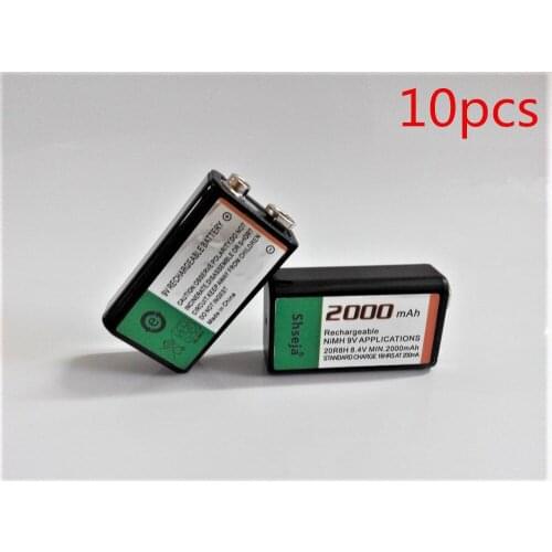 10pcs/lot SHSEJA 2000mAh 9V rechargeable battery 9V NiMH battery for metal detection instrumentation free shipping
