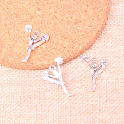 30pcs Antique Silver Plated cheerleaders cheering dance Charms Pendants Fit Jewelry Making Findings Accessories 26*17mm