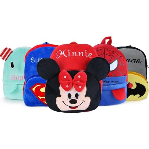 32cm Mickey Minnie Marvel Avengers Spiderman Lilo and Stitch Duck Cat Elephant Plush School Bag Backpack Kids Gifts Toys Doll