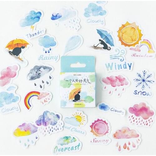 45PCS/LOT Good Or Bad Weather Stickers Set Decorative Stationery Stickers Scrapbooking DIY Diary Album Stick Lable TZ136