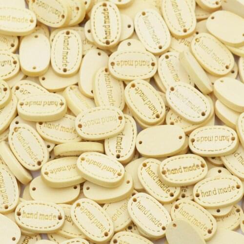 KALASO 50pcs Wood Handmade Label Tags Sewing Garment Embossing DIY Craft Supplies Wholesale Knitting Decor Accessories