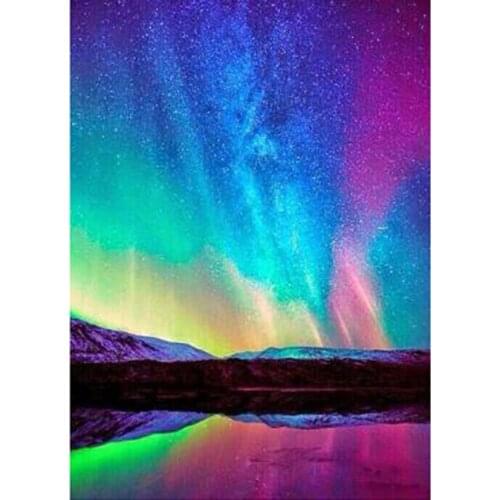5D DIY Diamond Painting Landscape Painting Square/Round Diamond Aurora Landscape Picture Cross Stitch Embroidery Decor TX089